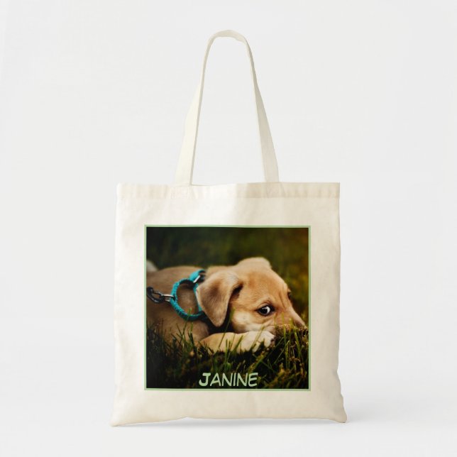 Cute Adsible Close-up Hund Print Tygkasse (Framsidan)