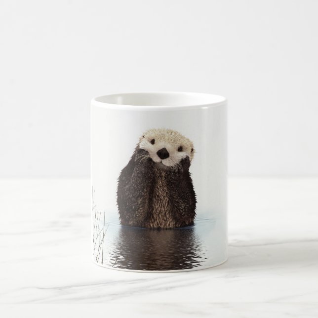 Cute Adsible Fluffy Otter Animal Kaffemugg (Center)
