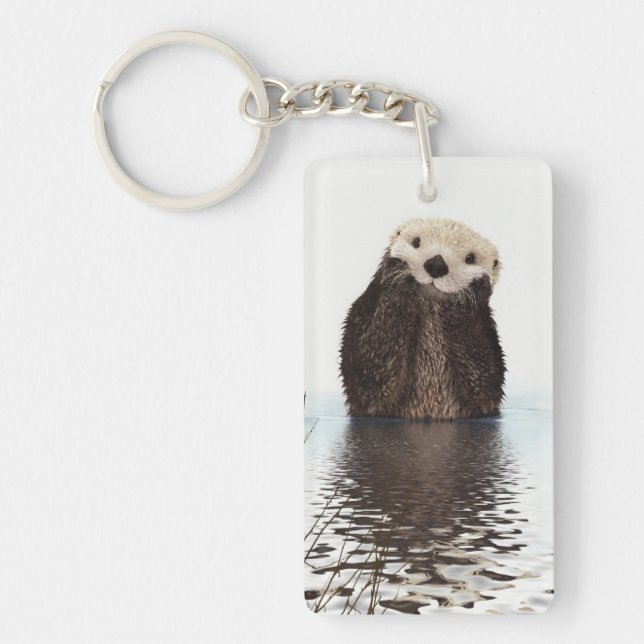 Cute Adsible Fluffy Otter Animal Nyckelring (Framsidan)