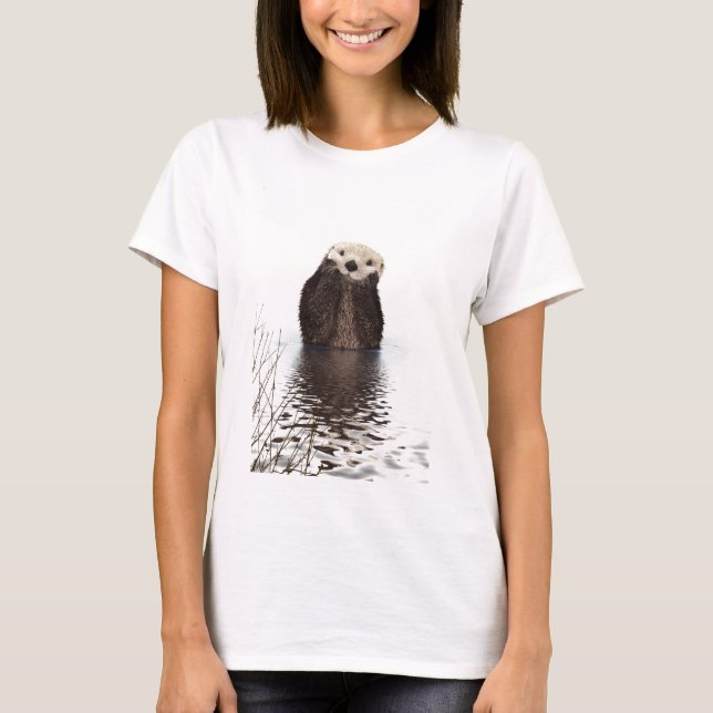 Cute Adsible Fluffy Otter Animal T Shirt (Framsida)