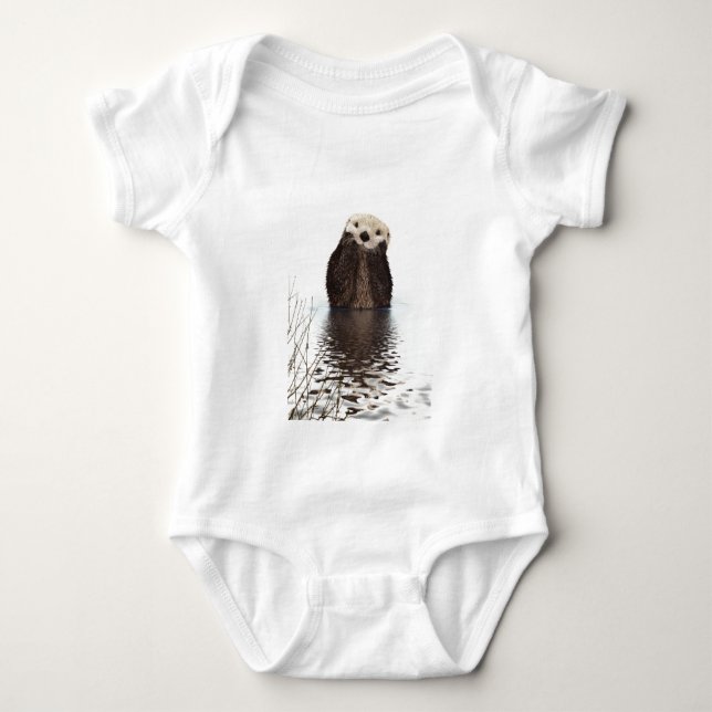Cute Adsible Fluffy Otter Animal T Shirt (Framsida)