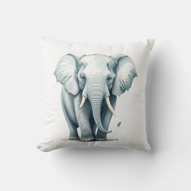 Cute Adsible Grått Elephant Home Decor Nursery Kudde (Framsida)