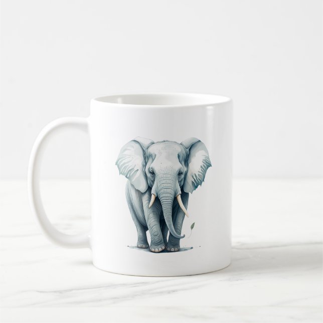 Cute Adsible Grått Elephant Kitchen Kaffemugg (Vänster)