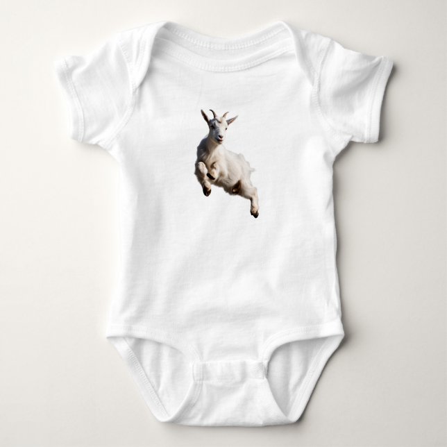 Cute Adsible Jumping Baby Goat Kid T Shirt (Framsida)