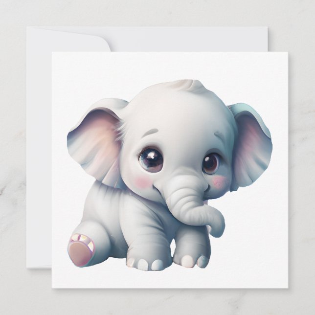 Cute Adsible Kawaii Baby Elephant Inbjudningar (Framsida)