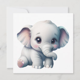 Cute Adsible Kawaii Baby Elephant Inbjudningar