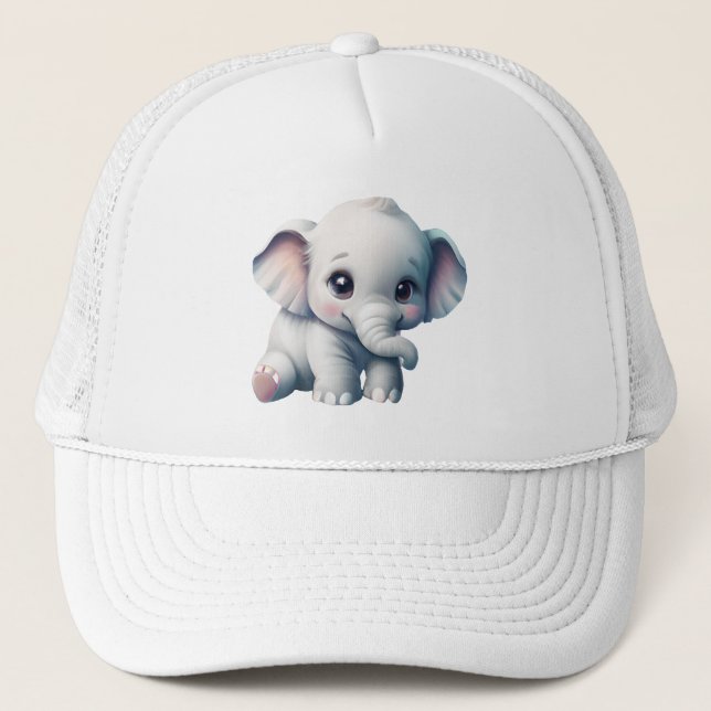 Cute Adsible Kawaii Baby Elephant Keps (Framsida)