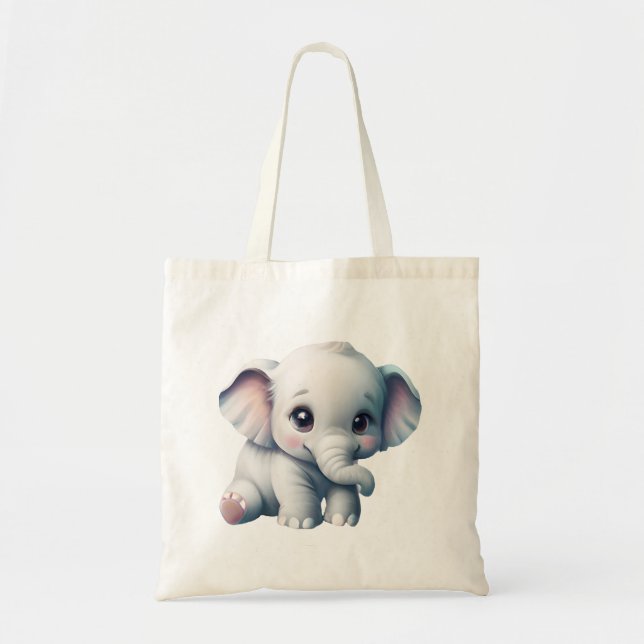 Cute Adsible Kawaii Baby Elephant Tygkasse (Framsidan)