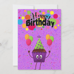 Cute Adsible Kawaii Birthday Cupaka Hälsning Kort