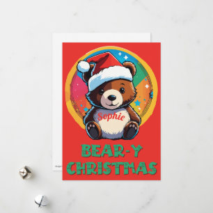 Cute Adsible Kawaii Chibi Bear-y-julbjörn Julkort