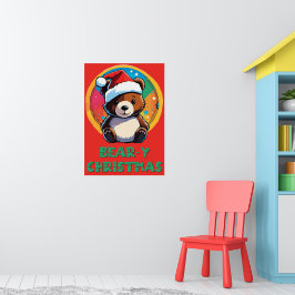 Cute Adsible Kawaii Chibi Bear-y-julbjörn Poster