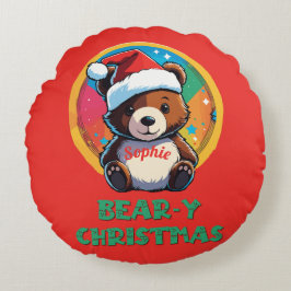 Cute Adsible Kawaii Chibi Bear-y-julbjörn Rund Kudde