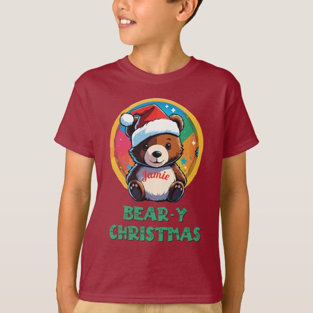 Cute Adsible Kawaii Chibi Bear-y-julbjörn T Shirt (Framsida)