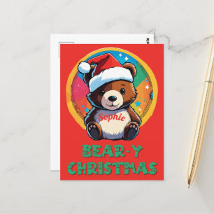 Cute Adsible Kawaii Chibi Bear-y-julbjörn Vykort
