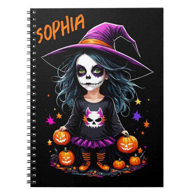 Cute Adsible Kawaii Halloween Witch Anteckningsbok (Framsidan)