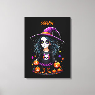 Cute Adsible Kawaii Halloween Witch Canvastryck