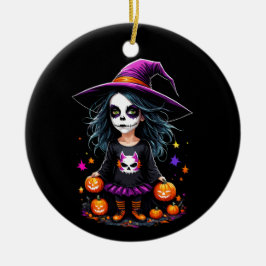 Cute Adsible Kawaii Halloween Witch Julgransprydnad Keramik