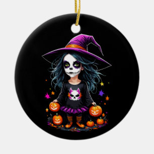 Cute Adsible Kawaii Halloween Witch Julgransprydnad Keramik