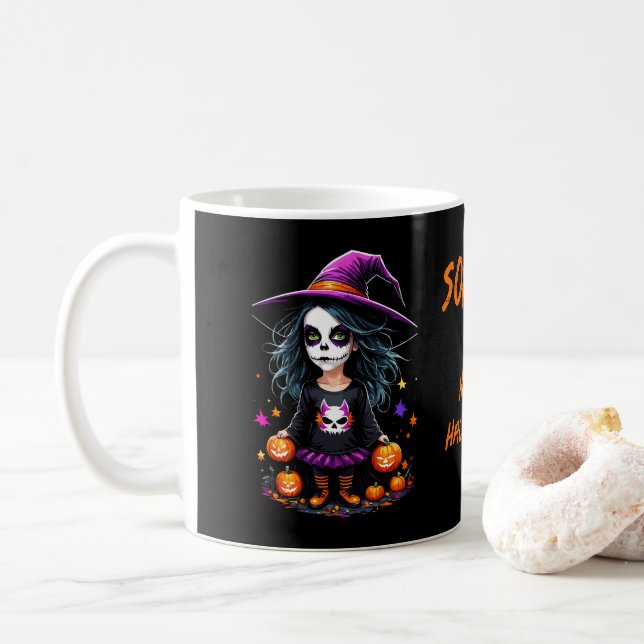 Cute Adsible Kawaii Halloween Witch Kaffemugg (Med munk)