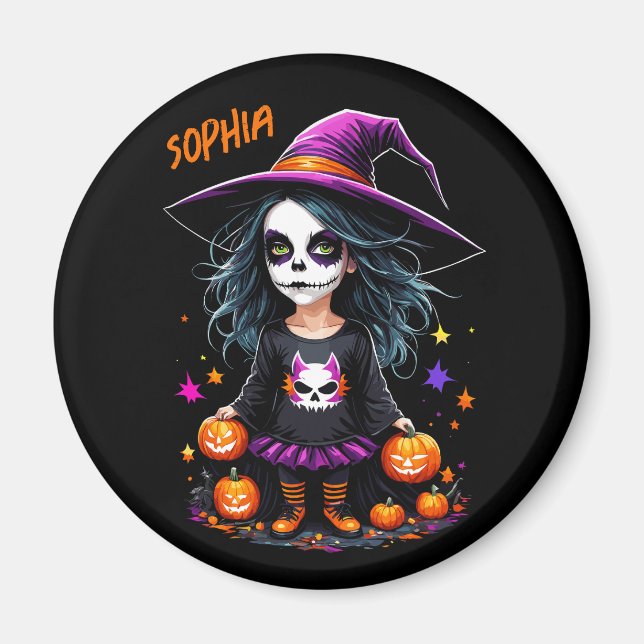 Cute Adsible Kawaii Halloween Witch Magnet (Framsidan)