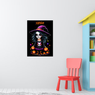 Cute Adsible Kawaii Halloween Witch Poster