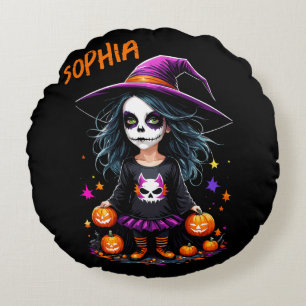 Cute Adsible Kawaii Halloween Witch Rund Kudde