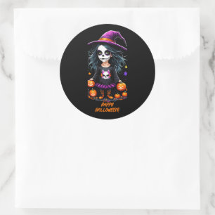 Cute Adsible Kawaii Halloween Witch Runt Klistermärke