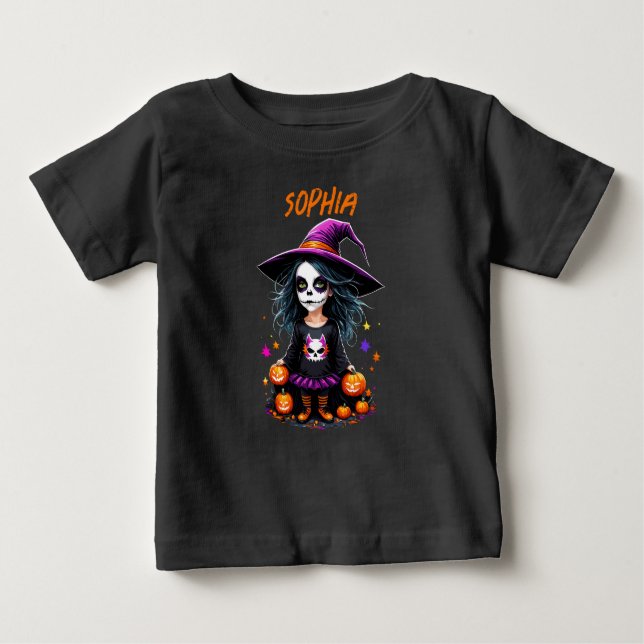 Cute Adsible Kawaii Halloween Witch T Shirt (Framsida)