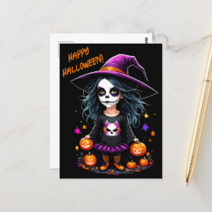 Cute Adsible Kawaii Halloween Witch Vykort