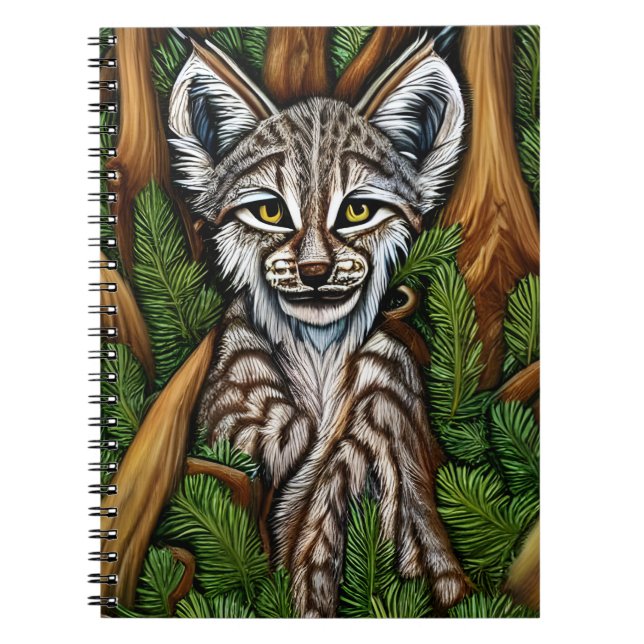 Cute Adsible Little Lynx Kitten Anteckningsbok (Framsidan)