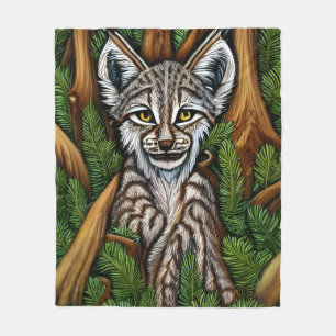 Cute Adsible Little Lynx Kitten Fleecefilt