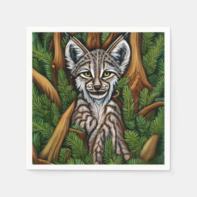 Cute Adsible Little Lynx Kitten Pappersservett (Framsidan)
