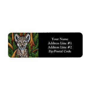 Cute Adsible Little Lynx Kitten Returadress Etikett