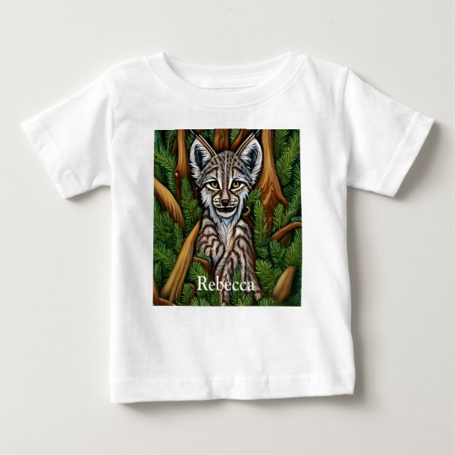 Cute Adsible Little Lynx Kitten T Shirt (Framsida)