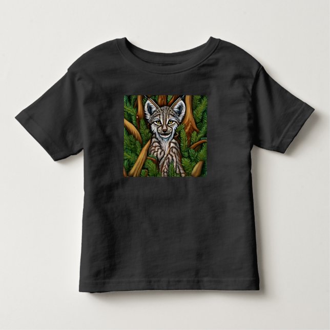 Cute Adsible Little Lynx Kitten T Shirt (Framsida)