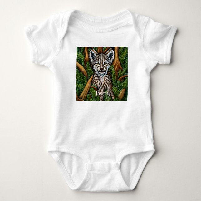 Cute Adsible Little Lynx Kitten T Shirt (Framsida)