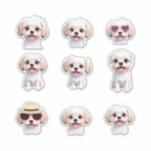 Cute Adsible Maltese Puppy Stickers Klistermärken