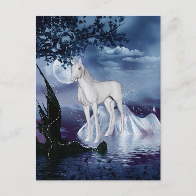 Cute Adsible Mystical Unicorn Vykort (Framsida)