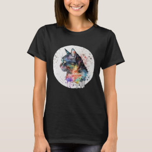 Cute adsible original vattencolor cat d t shirt