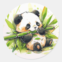 Cute Adsible Panda Eating Bamboo Shoots