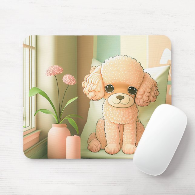 Cute Adsible Pudel Hund Puppy Artwork | Musmatta (Med mus)