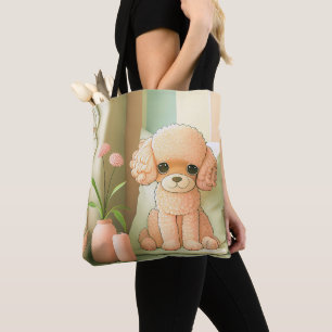 Cute Adsible Pudel Hund Puppy Artwork Tygkasse