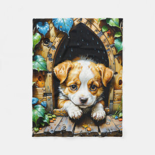 Cute Adsible Puppy Fleecefilt