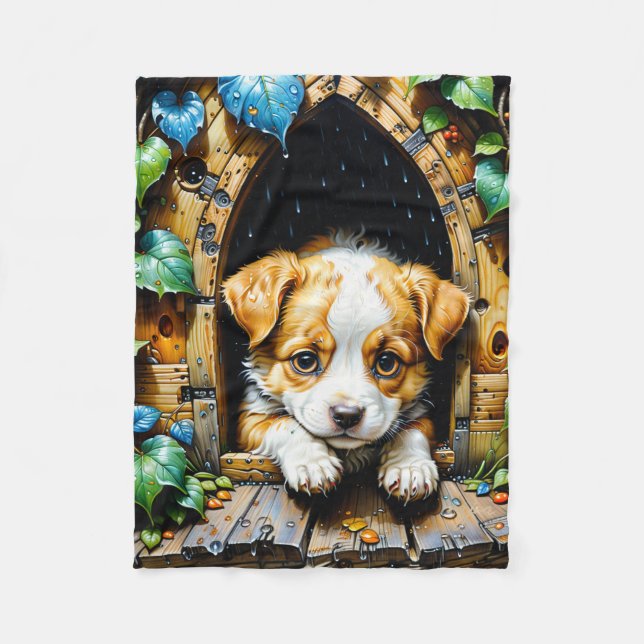 Cute Adsible Puppy Fleecefilt (Framsidan)
