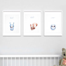 Cute Adsible Rabbit Boy Blue Baby Nursery Decor
