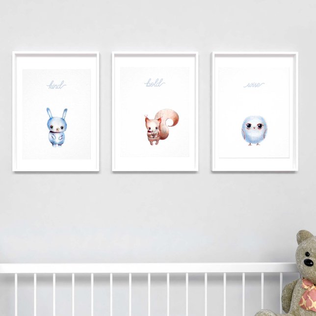 Cute Adsible Rabbit Boy Blue Baby Nursery Decor Poster (Skapare uppladdad)