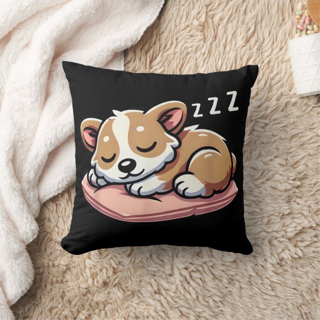 Cute Adsible Sleeping Djur älskare Welsh Corgi P Kudde (Filt)