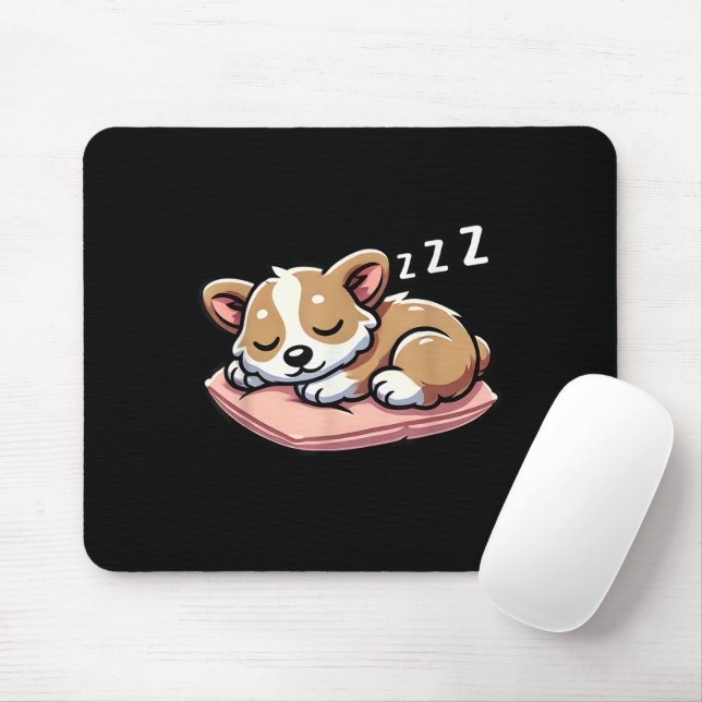 Cute Adsible Sleeping Djur älskare Welsh Corgi P Musmatta (Med mus)