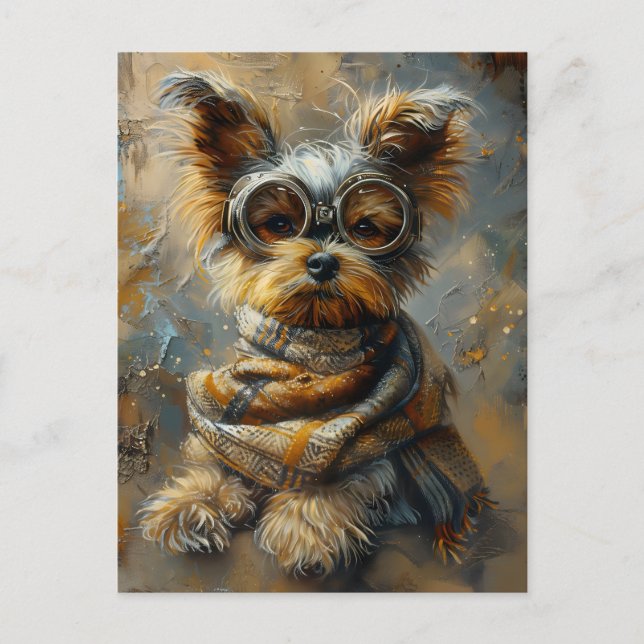 Cute Adsible Steampunk Yorkshire Terrier Hund 163 Vykort (Framsida)