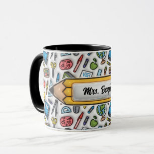 Cute Adsible Teacher Namn 3D Inflated look Design Mugg